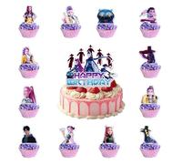 25pcs Kpop Demon Movie Cake Decorations with 24pcs Cupcake Toppers, 1pcs Cake Topper for Movie Hunters Birthday Party Supplies