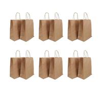 25pcs Kraft Paper Gift Bags with Handles, Khaki Craft Shopping | Biodegradable Craft Paper, Tear Resistant Build, Food Safe Storage, Suitable for Cafes and Shopping
