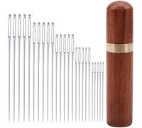 25Pcs Large Eye Sewing Needles, 5 Sizes Self Threading Embroidery Needle with Wooden Needle Case Yarn Knitting Embroidery-Needles for Hand Sewing DIY