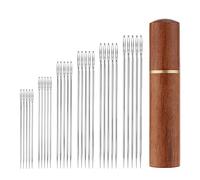 25pcs Large Eye Sewing Needles, Stainless Steel Tapestry Sharp Needle Hand Knitting Embroidery Needles Wool Needle with Wooden Needle Case Yarn Knitting Needles for Crochet Projects (5 Sizes)