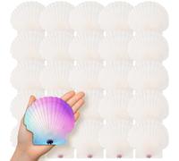 25Pcs Large Scallop Shells for Crafts, 4''-5'' White Natural Seashells Bulk for Weddings, Aquariums, and DIY Crafts