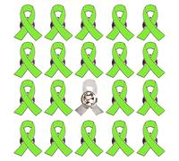 25pcs Lime Green Ribbon Pin Lyme Disease Non-Hodgkin's Lymphoma Awareness Products Mental Health Pins, Metal, alloy
