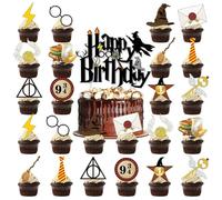 25Pcs Magical Wizard Cake Toppers, Cake Decorations, Magic Wizard Birthday Party Cake Decorations Supplies for Boys Kids