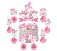 25pcs Melody Cake Decorations with 24pcs Cupcake Toppers, 1pcs Cake Topper for Cartoon Birthday Party Supplies