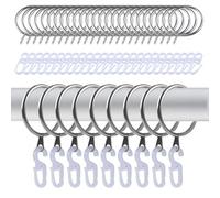 25PCS Metal Curtain Hooks and Rings, 30mm Internal Diameter Eyelets with 25 White Plastic Hooks, Durable Eyelet Hooks for Curtain Rods