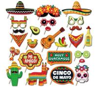 25Pcs Mexican Party Decorations, Design Unique and Very Cute Carnival Photography Props Suitable for May Day Selfie Supplies Fiesta Photo Decoration Photo Booth Props Mexican Themed Party