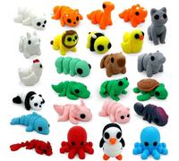25PCS Mini Animal Figurines Set, 3D Printed Articulated Flexible Fidget Toys for Adults, Stress Relief Sensory Toys, Cute Desk Decor for Home Office, Party Favors, Gift Ideas (25 Animals)