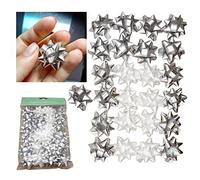 25PCs Mini Gift Wrapping Bows 5cm/1.96" - Silver & White, Self-Adhesive Christmas Metallic Gift Bows, Small Confetti Bows for Xmas Birthday Party Decorations