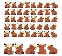 25pcs Mini Highland Cow Figurines, Resin Miniature Highland Cow Statues Cute Resin Animals for DIY Decor Home Kitchen Garden Office Desk Miniature Landscape