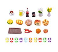 25Pcs Miniature Food Drink Bottles Soda Pop Skulls Flower Vase Mini Mexican Ofrenda Accessories Hamburg Cake Coffee for Day of The Dead