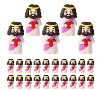 25pcs Miniature Jesus Statue with Red Heart, PVC Material Mini Easter Figures Toy Decor Tiny Small Valentine's Day Little Jesus for Easter Day Party Valentine's Day Favor Gift and Decor (Purple)