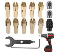 25Pcs Multi Drill Chuck Collet Set for Dremel with 4485 Brass Collet Metal Nut, 4486 Rotary Tool Keyless 0.5-3.2mm Shank Replacement for Electric Grinder and Rotary Tools Accessory 3000 4000 7700