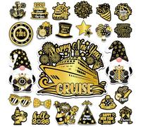 25Pcs New Year Cruise Door Magnets Decorations, Funny New Years Eve Refrigerator Magnets Gnome Balloon Magnetic Cruise Ship Door Decor for New Year Party Decorations 2026
