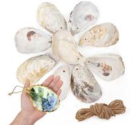 25PCS Oyster Shells for Crafts with Drilled Holes & Jute Rope 3"-4" Concave Oyster Shells Ornaments, for Home Hanging Decor, Xmas Ornaments, DIY Arts and Crafts