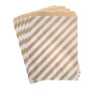 25Pcs Paper Bag Solid Pure Colorful Packaging Box Candy Gift Bags Wedding Decoration Party Small Paper Bags 13x18cm 5x7inch for Birthday Wedding Sweets(Brown stripe)