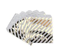25Pcs Paper Bag Solid Pure Colorful Packaging Box Candy Gift Bags Wedding Decoration Party Small Paper Bags 13x18cm 5x7inch for Birthday Wedding Sweets(Gold stripe)