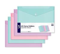 25Pcs Pastel Colour A5 Plastic Document Wallet with Snap Closure Booklet Carry Folder Envelope Holder for Home and Office