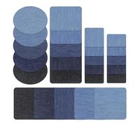 25Pcs Patches for Jeans Iron On, Blue Fabric Iron On Repair Patches, Iron-on Patch Self-Adhesive Tent Repair Kit for Repairing Inside Jeans and Clothing