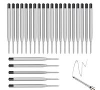 25pcs Pen Refills Black Ballpoint, Replaceable Metal Ballpoint Pen Refills Compatible with Parker Pen Refill Medium Tip (0.7mm), Smooth Writing Premium Pigmented Ink