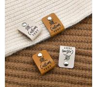 25pcs Personalized Handmade Leather Tags with Logos/Patterns for Clothing, Custom Name Knitting Labels with Rivets, Hat Accessories, Handmade Blessing Gifts for Christmas, Birthdays, 0.75x2.3in