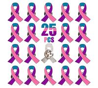 25pcs Pink Purple Teal Ribbon Pin Thyroid Cancer Awareness Products, Alloy Steel, alloy