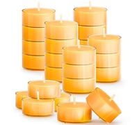 25PCS Pure Beeswax Tealight Candles, Natural Scent, Clear Cup