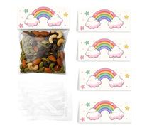 25pcs Rainbow Cloud Party Favor Bags Sealing Cards, 4.53 x 3.94 Inches - Colorful Gift Bag Closure Clips for Birthday, Baby Shower, Wedding Decorations