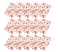 25pcs Red Cotton Linen Drawstring Gift Pouches | 10x14 Cm Size, Reusable Secure Storage, Easy to Carry, Fashionable Cute Style, Star Ribbon Print