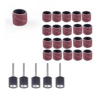 25Pcs Sanding Drum Kit for Rotary Tools with Extension Rods, 1/2 inch Abrasive Grinding Heads 40-320#, Compatible with Metal Wood Polishing(40 Grit)