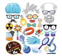 25Pcs Science Photo Booth Props with Stick, Mad Scientist Selfie Props Mad Science Lab Decorations Scientist Photo Booth Propss Science Lab Propss for Scientist Laboratory Birthday Party Supplies