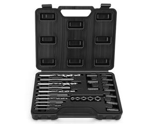 25Pcs Screw Extractor Easy Out Drill and Guide Set, Broken Screw/Bolt Remover, Stud Extractor Set, Black
