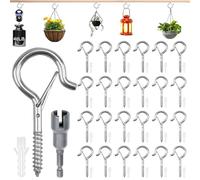 25PCS Screw Hooks for Outdoor String Lights,Screw-in Hooks Ceiling Hook for Hanging Plants,Q-Hanger Hook Cup Hookss with 1 Wing Nut Driver Garden Hookss for Outdoor Lights Birdcage Christmas Decor