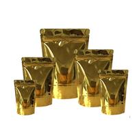 25pcs Sealable Shiny Pouches Resealable Bags Ziplock, Sealable Matt Bags Reusable Mylar Baggies Heat Seal Packaging Bags for Food Storage (Gold Shiny, 16x23cm)