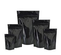 25pcs Sealable Shiny Pouches Resealable Bags Ziplock, Sealable Matt Bags Reusable Mylar Baggies Heat Seal Packaging Bags for Food Storage (Black Shiny, 16x23cm)