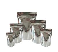 25pcs Sealable Shiny Pouches Resealable Bags Ziplock, Sealable Matt Bags Reusable Mylar Baggies Heat Seal Packaging Bags for Food Storage (Silver Shiny, 13x21cm)