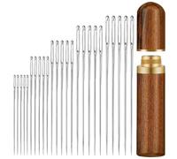 25Pcs Self-Threading Embroidery Needles Set - 5 Sizes Large Eye Sharp Stainless Steel Needles for Hand Sewing, DIY & Yarn Knitting, Easy Threading Design