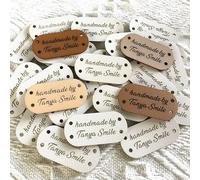 25Pcs Sewing Leather Tag with Personalized Logo/Text, Custom Name Sewing Label, Personalized Clothes Tags, Hats Knits Tag, Clothing Labels, Crochet and Handmade 40x 20mm