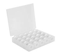 25PCS Sewing Machine Embroidery Bobbins, Transparent Replacement Bobbin with Thread for Embroidery (Transparent Bobbin White Wire)