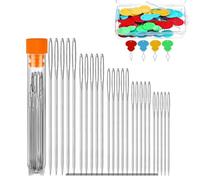25pcs Sewing Needles Large Eye Sharp Point, Large Eye Stitching Needles Hand Sewing Needles,Yarn Knitting Needles in A Clear Tube Sewing Needles Set