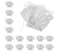 25pcs Shell Shaped Wedding Candy Box Paperboard Favor Container | Hollow-out Design, Compact White Gift Packaging, Easy Storage, Suitable for Wedding and Party Occasions