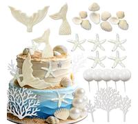 25PCS Shells Starfish Cake Decor Under the Sea Ocean Cake Decorations