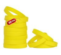 25PCS Silicone Bracelets Wristbands,Blank Rubber Wristbands Elastic Universal Bracelets Rubber Wholesale Bracelet bands bulk for Adults Men Women Yellow
