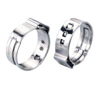 25PCS Single Ear Hose Clamps, 18.8-22.0mm 304 Stainless Steel Ear Clamps by MISPIRE, Stepless Hose Clamps Cinch Rings for Automotive, Home Appliance Line and Plumbing