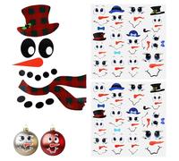 25pcs Snowman Face Stickers, Snow Man Face Decals Christmas Stickers Decor for Xmas Ornaments Ball Glass Window Cup Fridge DIY Crafts Decorations
