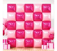 25PCS Square Foil Balloons Wall Backdrop,Double Sided Balloons Backdrop Helium Balloon Tunnel Arch Garland Kit for Birthday Bridal Anniversary Baby Shower Party Decorations (Pink)