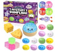 25PCS Squishy Bao Dumpling Toy, Glitter Mystery Dumplings Squishies Box, Surprise Fidget Toys with Cheese Squishys, Stress Balls Sensory Squeeze Toys for Kids Adults Anxiety Relief