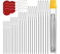 25Pcs Stainless Steel Sewing Needles Set, Large Eye Embroidery Needles for Hand Sewing, Sharp Yarn Knitting Needles with Threader in Storage Tube