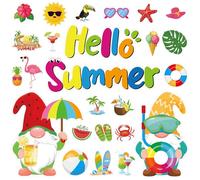 25Pcs Summer Beach Magnets Car Decorations, Hello Summer Refrigerator Magnets Summer Beach Cruise Door Magnets Stickers for Summer Party Fridge Mailbox Cruise Cabin Door Decor