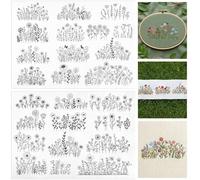 25Pcs Water Soluble Embroidery Patterns Stick and Stitch Embroidery Paper with Wildflower Designs, Wash Away Transfer for Hand Sewing Beginners & Lovers