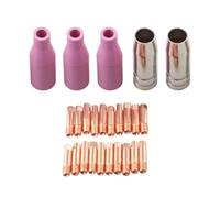 25Pcs Welding Torch Contact Tips 0.8Mm 1.0Mm for Mig Mag Ak15 Mb15 14Ak for Hitbox Mig200 Mig250 Mt2000 Hbm1200 Accessories with Gas Nozzles and Earthenware Components